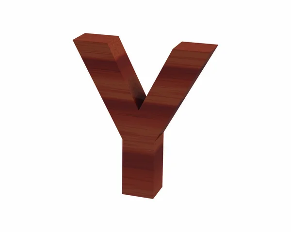 Lettertype gepolijst rozenhout hoofdletter Y renderen — Stockfoto