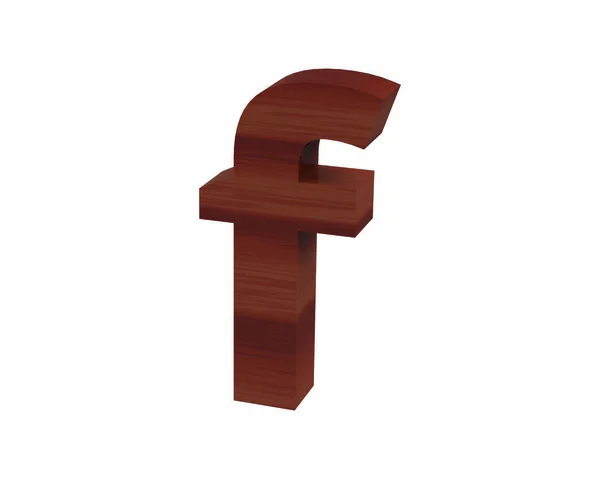 Γραμματοσειρά γυαλισμένο ξύλο τριανταφυλλιάς πεζό γράμμα f καθιστούν — Φωτογραφία Αρχείου