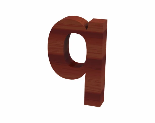 Carattere Polished rosewood lowercase q render — Foto Stock