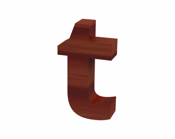 Font Polished rosewood lowercase t render — Stock Photo, Image