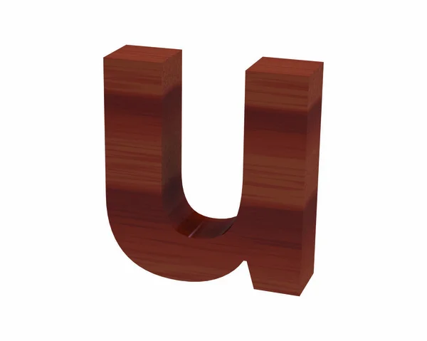 Carattere Polished rosewood lowercase u render — Foto Stock