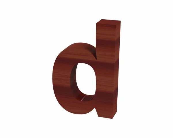 Fonte Polished rosewood lowercase d render — Fotografia de Stock