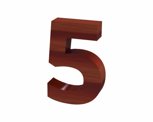 Carattere Polished rosewood number 5 render — Foto Stock