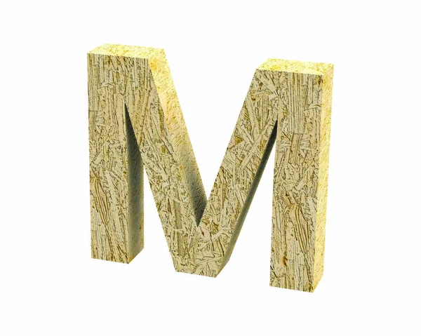Lettertype Oriented Strand Board hoofdletter M renderen — Stockfoto