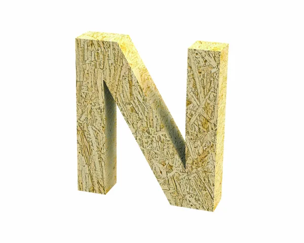 Lettertype Oriented Strand Board hoofdletter N renderen — Stockfoto