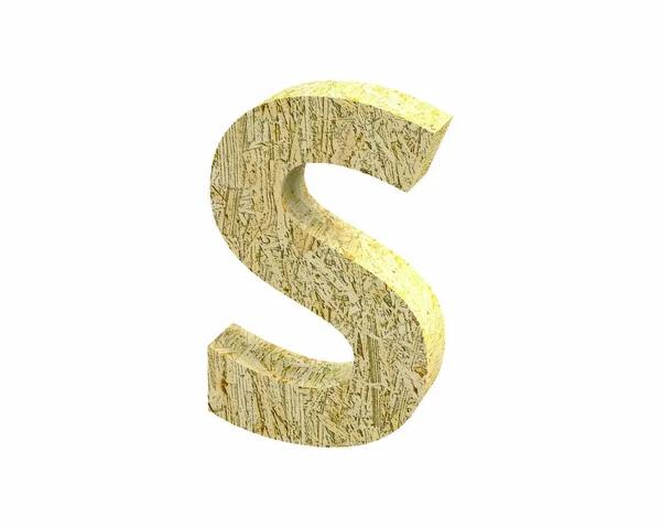 Lettera S maiuscola Oriented Strand Board del font rendering — Foto Stock