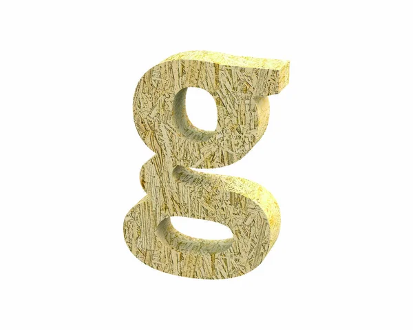 Lettertype Oriented Strand Board kleine letters g renderen — Stockfoto