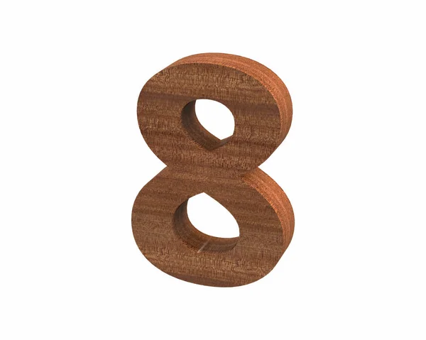 마호가니 숫자 8 렌더링 광택 글꼴 — 스톡 사진