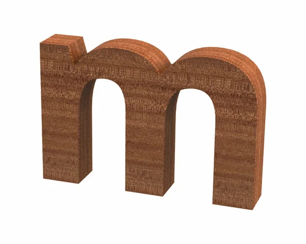 Font polished mahogany lowercase m render — Stock Photo, Image