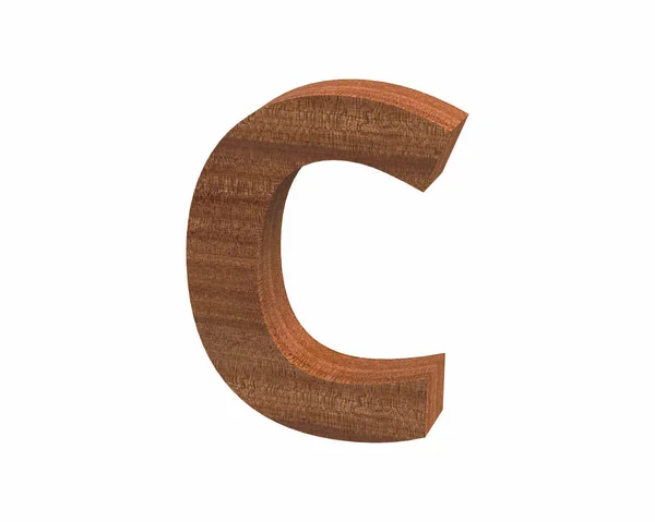 Font polished mahogany capital C render — Stock Photo, Image