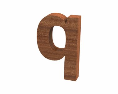 Küçük harf q render maun cilalı yazı tipi