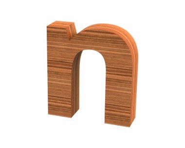 Ceviz küçük harf n render cilalı yazı tipi