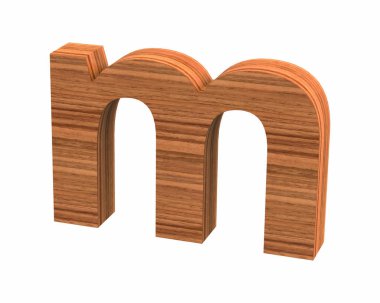 Ceviz küçük harf m render cilalı yazı tipi