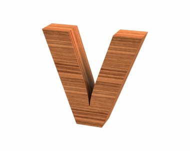 Küçük v render ceviz cilalı yazı tipi