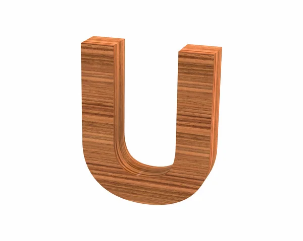 Font polished walnut capital U render — Stock Photo, Image