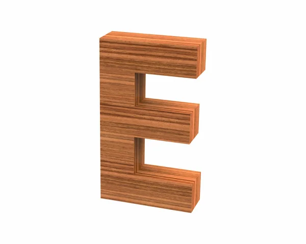Lettertype gepolijst walnoot hoofdletter E renderen — Stockfoto