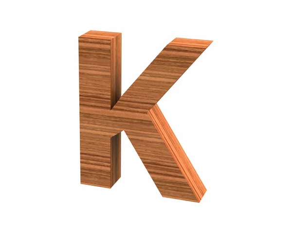 Font polished walnut capital K render — Stock Photo, Image