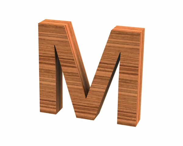 Lettertype gepolijst walnoot hoofdletter M renderen — Stockfoto