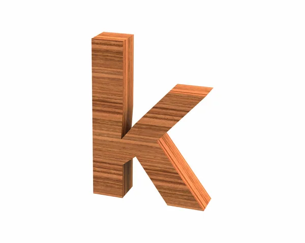 Font polished walnut lowercase k render — Stock Photo, Image