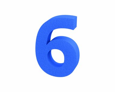 Yazı tipi plastik büyük Kıvılcım aşındırma mavi numarası 6 render