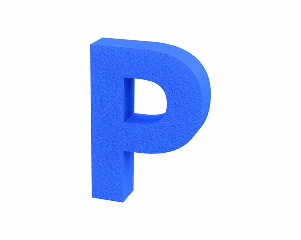 Lettertype Plastic grote vonk erosie blauwe hoofdletter P renderen — Stockfoto