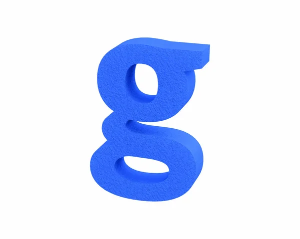 Font Plastic large spark erosion blue lowercase g render — Stock Photo, Image