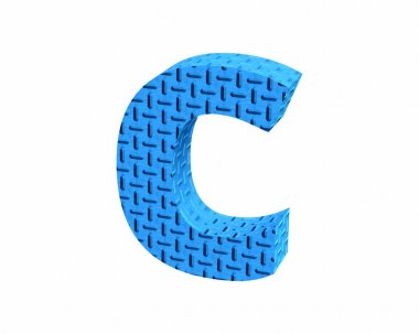 Yazı tipi plastik mavi treadplate küçük harf c render