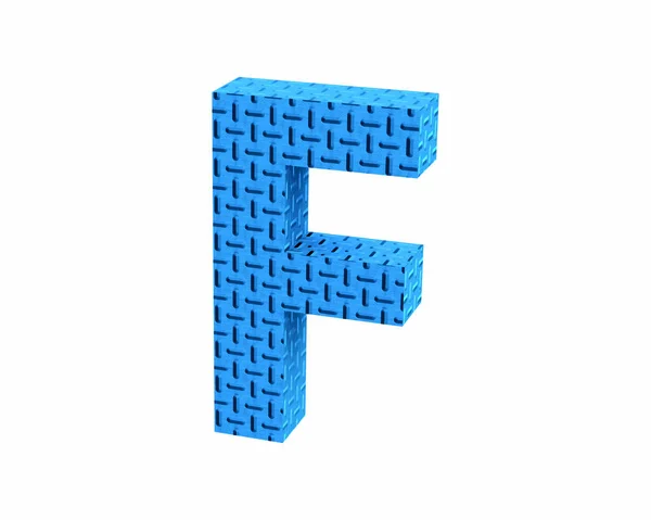 Lettertype Plastic blauwe treadplate hoofdstad F renderen — Stockfoto