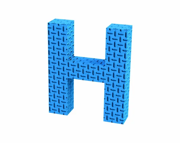 Font Plastic blue treadplate capital H render — Stock Photo, Image
