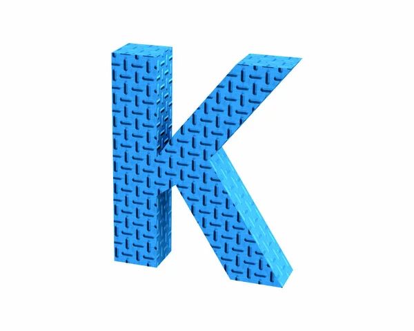 Шрифт Пластиковая синяя табличка капитала K рендерить — стоковое фото