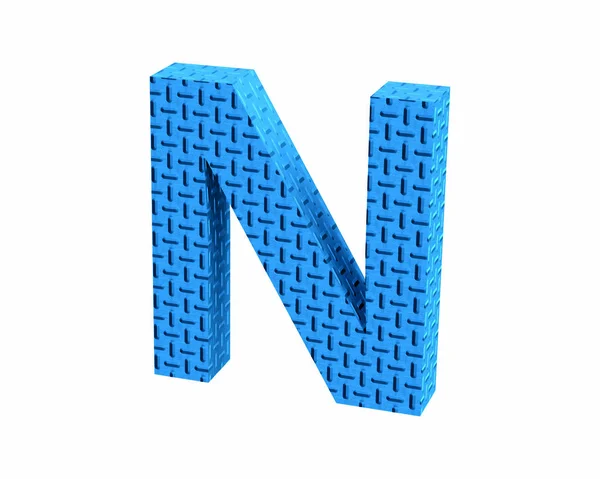 Lettertype Plastic blauwe treadplate hoofdletter N renderen — Stockfoto