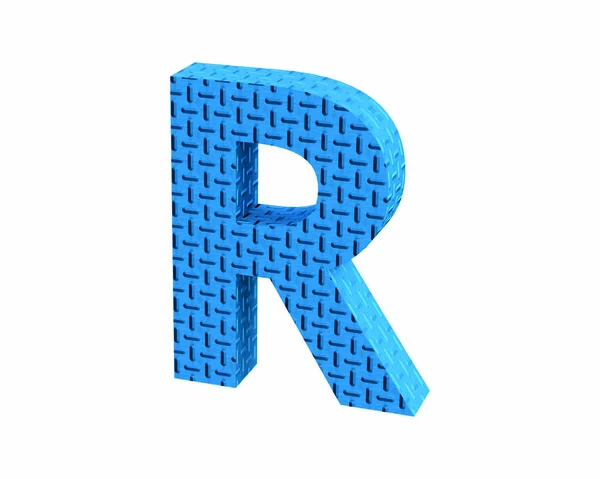 Font Plastic blue treadplate capital R render — Stock Photo, Image