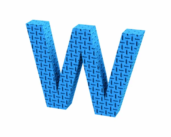 Font Plastic blue treadplate capital W render — Stock Photo, Image