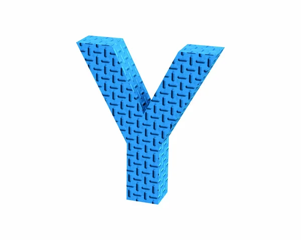 Carattere Plastic blue treadplate capital Y render — Foto Stock