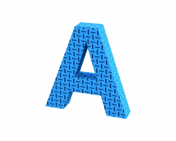 Font Plastic blue treadplate capital A render — Stock Photo, Image