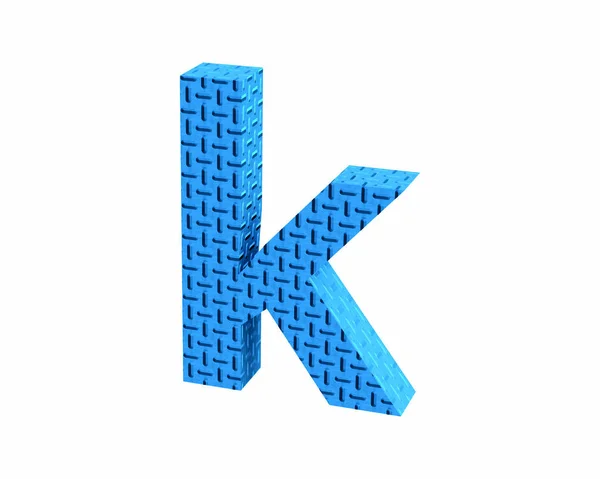 Шрифт Пластиковая синяя табличка с нижним регистром k — стоковое фото