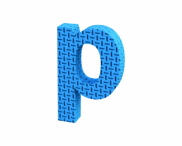 Шрифт Пластиковая синяя табличка нижний регистр p рендеринг — стоковое фото