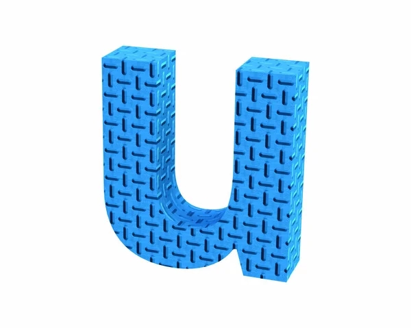 Lettertype Plastic blauwe treadplate kleine letters u renderen — Stockfoto