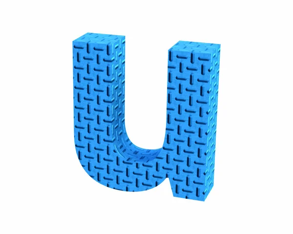 Carattere Plastic blue treadplate lowercase u render — Foto Stock