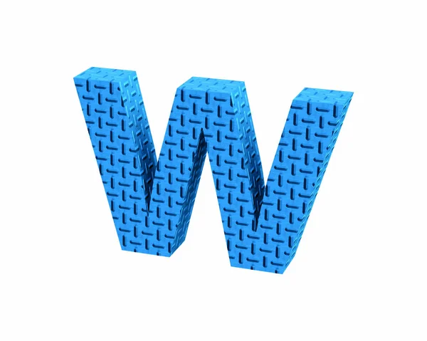 Font Plastic blue treadplate lowercase w render — Stock Photo, Image