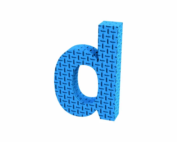 Carattere Plastic blue treadplate lowercase d render — Foto Stock