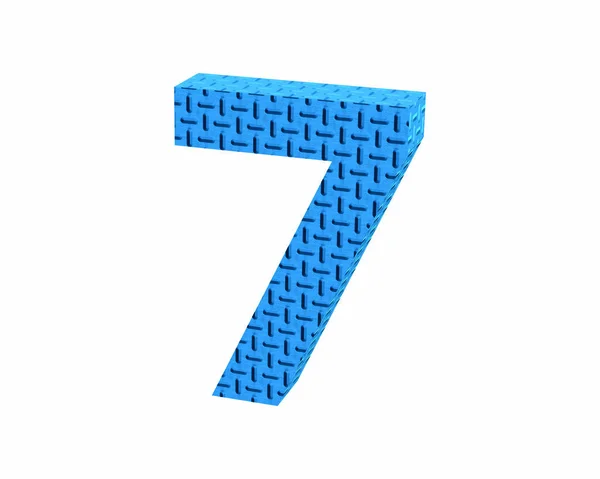 Font plast blå treadplate nummer 7 återge — Stockfoto