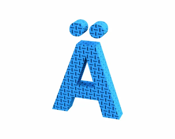 Yazı tipi plastik mavi treadplate özel karakter Alt0196 render — Stok fotoğraf