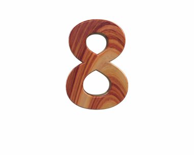 Yazı tipi saten bitmiş gül ağacı endgrain sayı 8 render