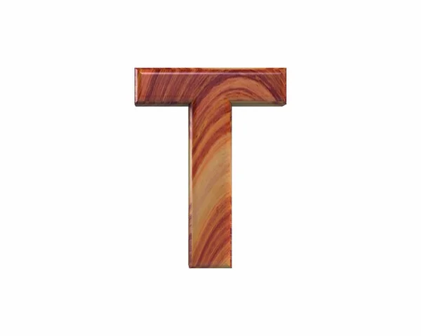 Font satin finished rosewood endgrain capital T render — Stock Photo, Image