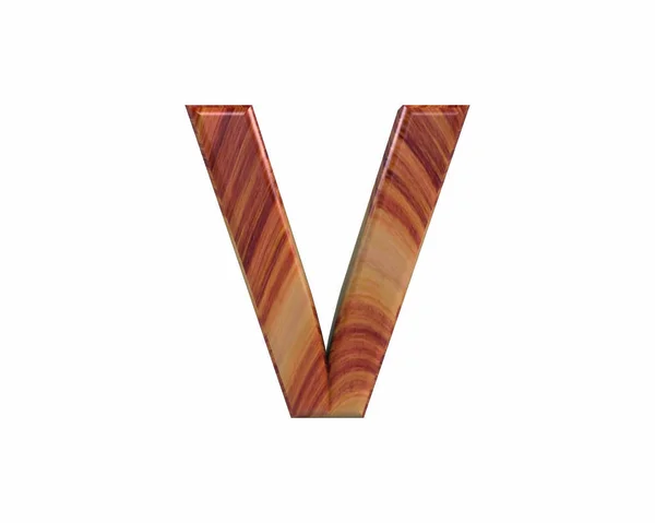 Lettertype satijn klaar rozenhout endgrain hoofdletter V renderen — Stockfoto
