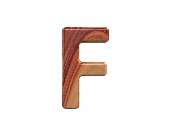 Lettertype satijn klaar rozenhout endgrain hoofdstad F renderen — Stockfoto