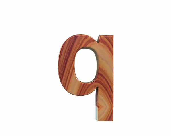 Yazı tipi saten bitmiş rosewood endgrain küçük harf q render — Stok fotoğraf