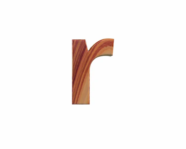 Font satin finished rosewood endgrain lowercase r render — Stock Photo, Image