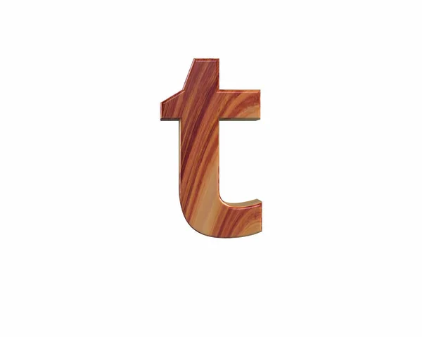 Font satin finished rosewood endgrain lowercase t render — Stock Photo, Image